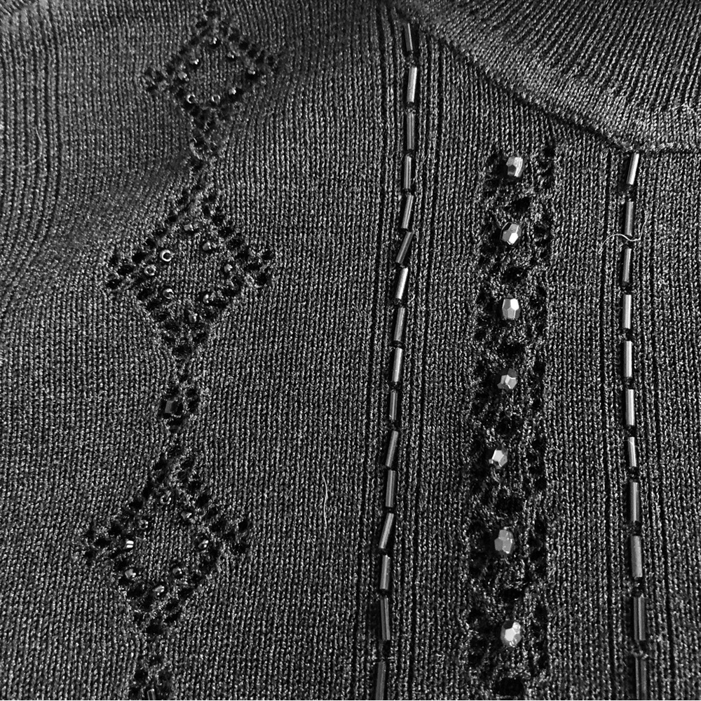 Beaded Black Turtleneck Sweater